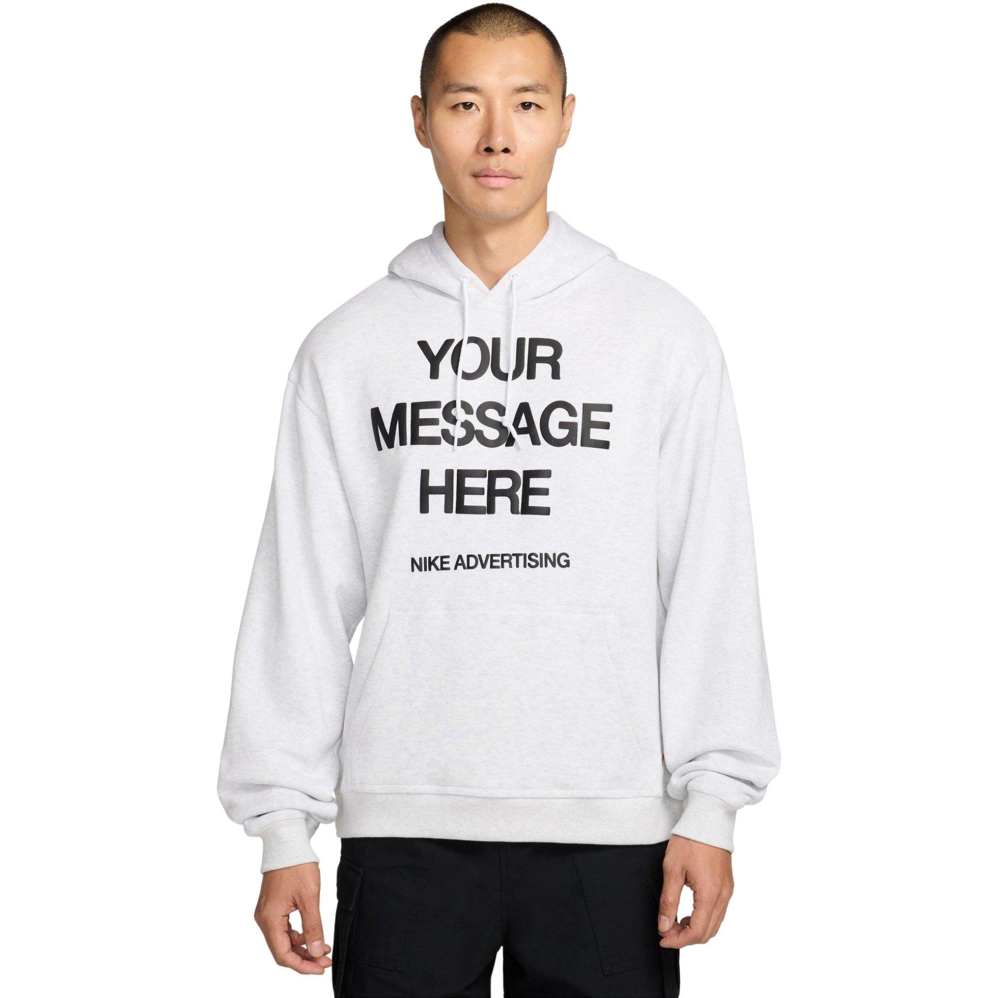 Nike Men's "Your Message Here" Fleece Pullover Hoodie - Grey - GREY